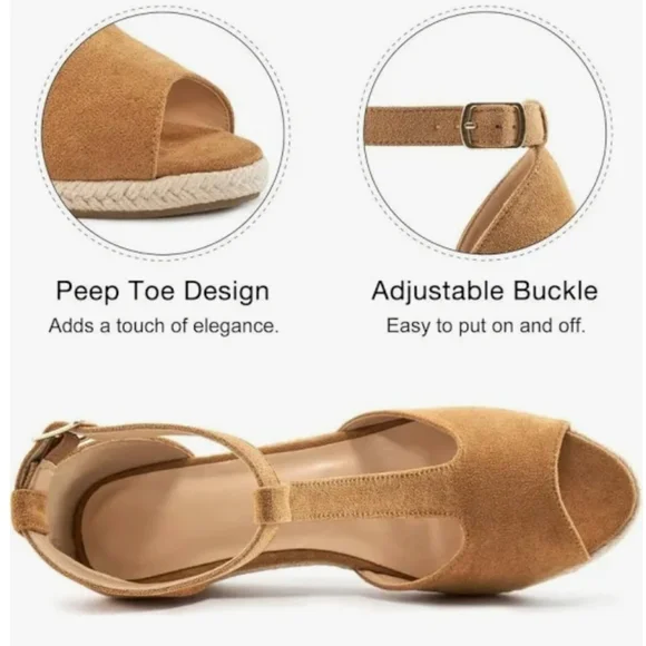 FUDYNMALC Womens Size 8 Sandal Wedges Brown New In Box - Picture 4 of 8